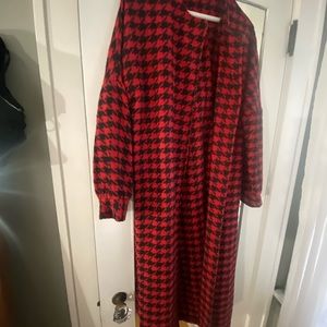 Buffalo plaid trench coat